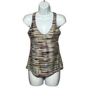 Prana Layna Bra Tank Top UPF 50+ Mesh Lined Crisscross Performance Activewear